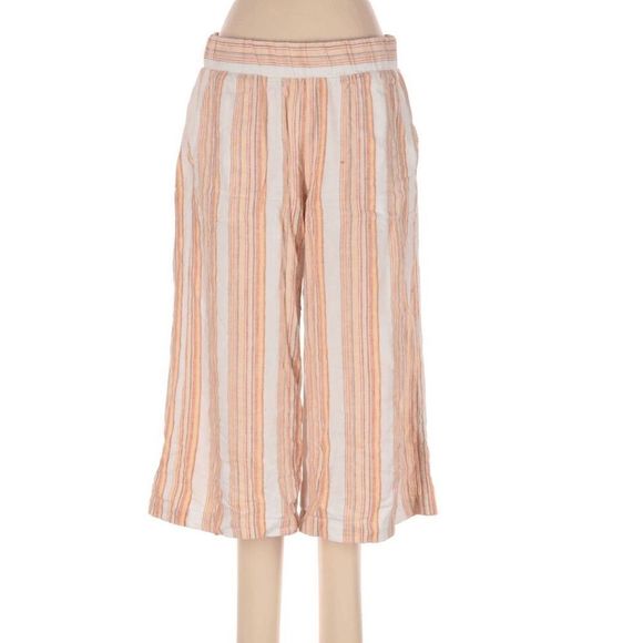 Anthropologie 🐾Cloth & Stone Wide Leg Stripe Cropped Pants, Sz Large, MSRP $118 - Picture 1 of 14